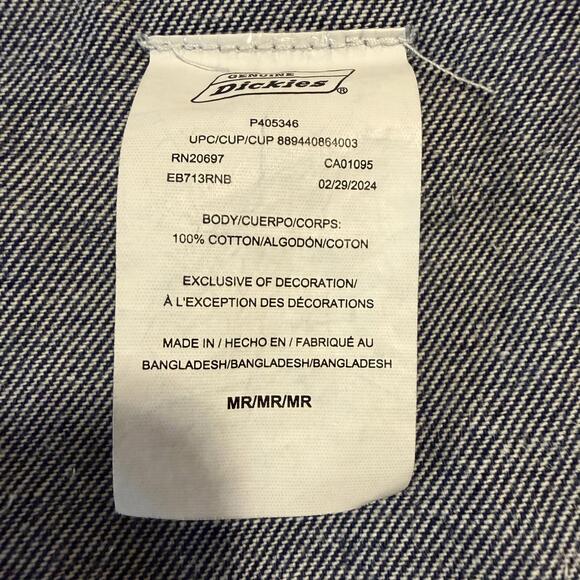 Genuine Dickies Denim Bib Overalls Mens Medium MR Blue Workwear Festival - Picture 15 of 15